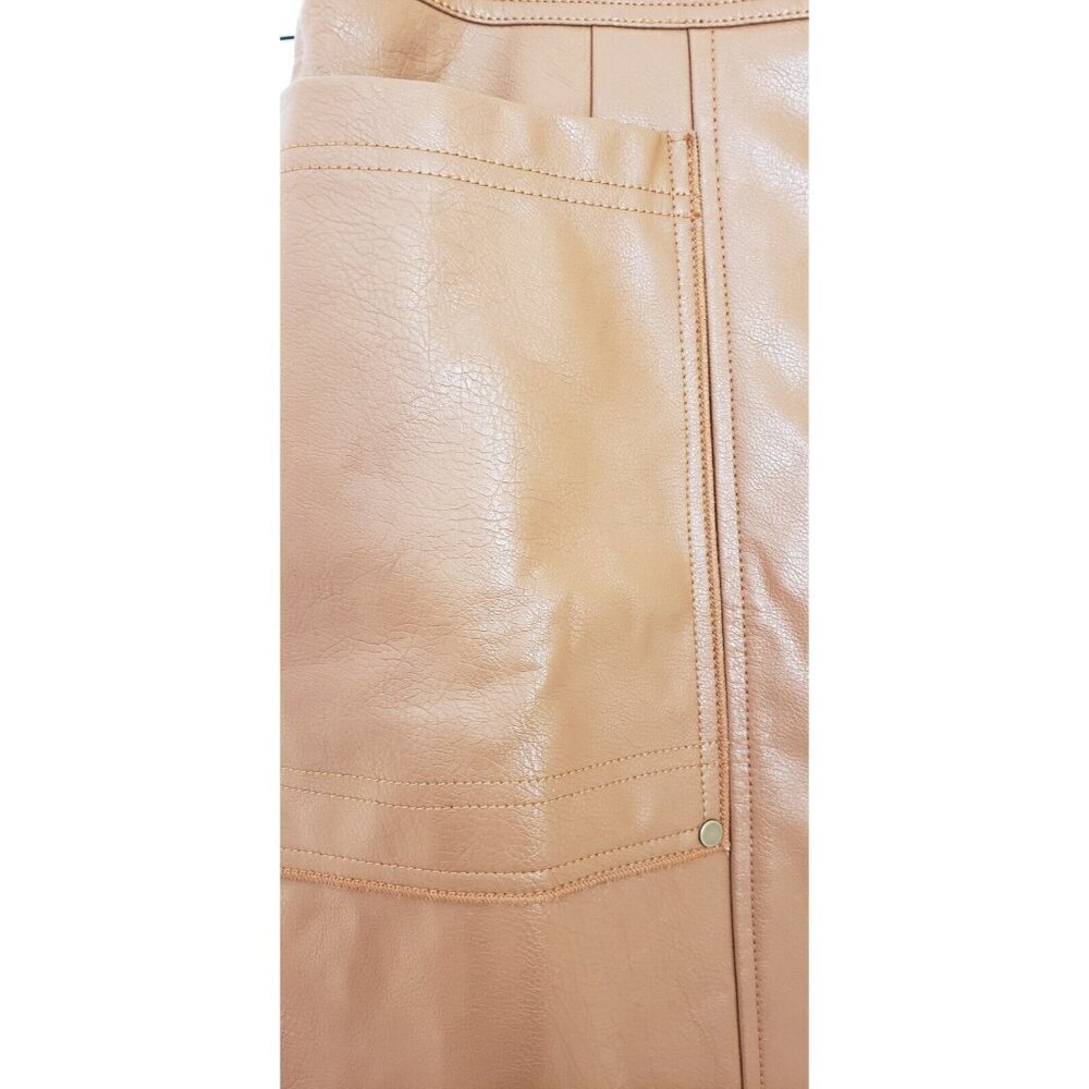NWT PILCRO BY ANTHROPOLOGIE  FAUX LEATHER CEDAR FRONT ZIPPER MINI DRESS SZ 6 - Picture 4 of 10